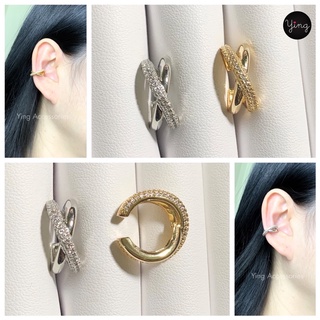 Ear Cuff งานเพชร X สลับสีเงินเงา/สีทองเงา เกี่ยวหู/หนีบหู (1 ชิ้น)