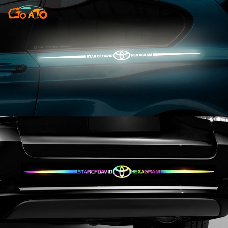 GTIOATO สติกเกอร์เลเซอร์สะท้อนแสง สีสันสดใส สติกเกอร์ติดรถ กันน้ํา สติกเกอร์ติดรถสะท้อนแสง อุปกรณ์ตกแต่งรถยนต์ สำหรับ Toyota Vios Avanza Yaris Fortuner Corolla Cross Altis CHR Yaris ATIV Camry Innova Alphard Hiace Commuter Hilux