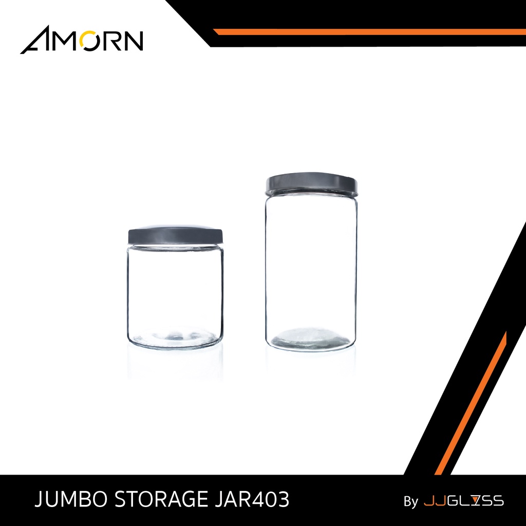 JJGLASS - ( AMORN ) JUMBO STORAGE JAR403. - โหลแก้ว เนื้อใส ทรงกลม ฝาอลูมิเนียม เหมาะสำหรับใส่ขนม