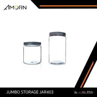 JJGLASS - ( AMORN ) JUMBO STORAGE JAR403. - โหลแก้ว เนื้อใส ทรงกลม ฝาอลูมิเนียม เหมาะสำหรับใส่ขนม