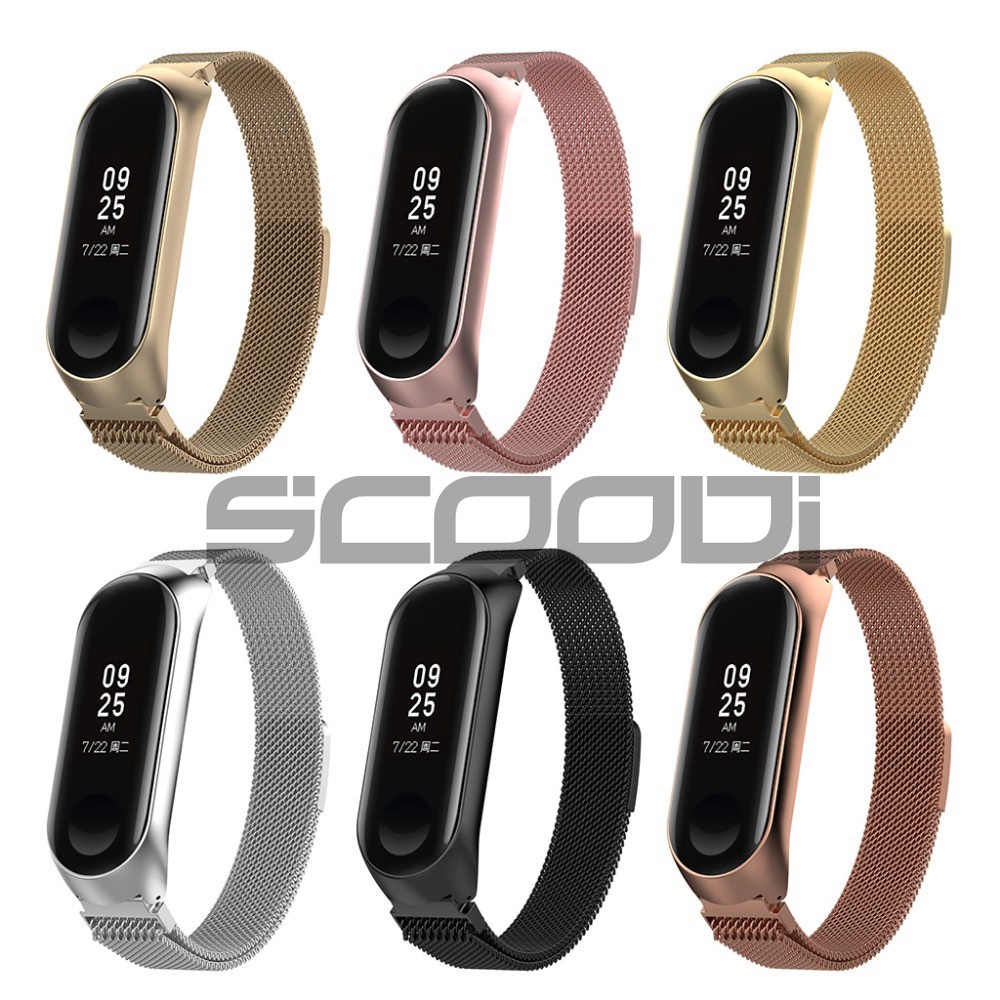 สายนาฬิกาสแตนเลสสาย Milanese สําหรับ For Xiaomi Mi Band 3/4/6/7/8/9/10 - รูปที่ 3