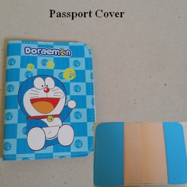 หุ้มปกพาสปอร์ต PassPort(ใส่ book bank สมุดบัญชี ธนาคารได้ค่ะ) ปกหนัง ลาย โดเรม่อน Doraemon ขนาด 10x14 ซม.