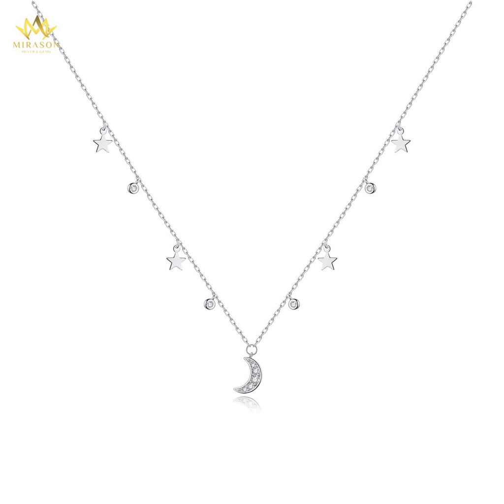 MIRASON สร้อยคอเงินผู้หญิง Moon Star หินหรูหรา Encrusted MDC060
