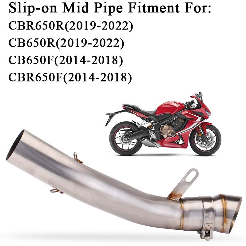 60 มม.ลื่นบนท่อกลางสําหรับ CB650F CB650R CBR650F CBR650R รถจักรยานยนต์ท่อไอเสียท่อกลางการปรับเปลี่ยน