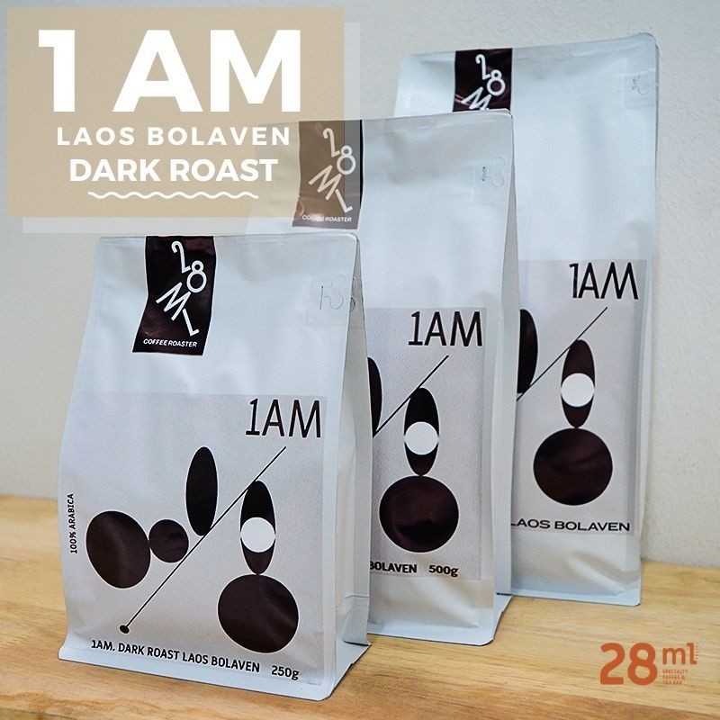 28ml 1am  เมล็ดกาแฟคั่ว Laos Bolaven คั่วเข้ม Arabica 100% เกรด Premium