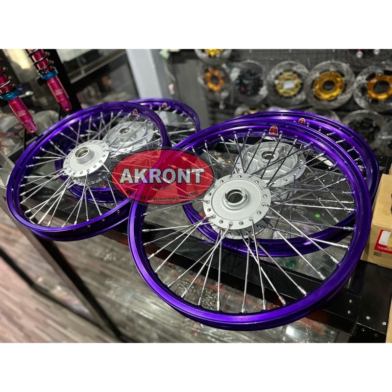 ชุดล้อพร้อมสาน วงล้อAKRONTขอบจิกงานเลเซอร์ พร้อมขึ้นดุมยาซากิ ซี่รวด GUSO หล่อๆวัยรุ่นนิยม