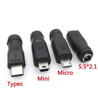 1Pcs 5V DC 5.5*2.1มม.แจ็คUSB 3.1ประเภทC USB-C Type-C 5.5มม.* 2.1มม.Mini USBและMicro USB DC Power Connector Adapter