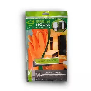GreenHouse ถุงมือยางสีส้ม M (ส้ม)