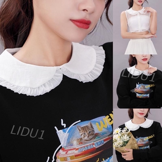 Lidu เสื้อคอปกแต่งระบายเสื้อแฟชั่นสตรี