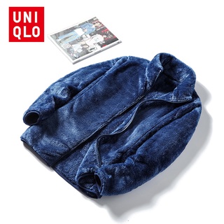 UNIQLO เสื้อแจ็กเก็ตแขนยาว ผ้าฟลีซ แต่งซิป สําหรับผู้ชาย ไซซ์ M - 6XL