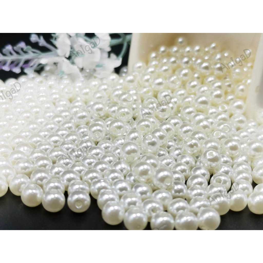 ลูกปัดมุก 20 กรัม 4/5/6/8/10/12/14 มิล สีสวย สำหรับงานปัก งานตกแต่ง งานประดิษฐ์ งาน DIY สร้อย กระเป๋า ฯ