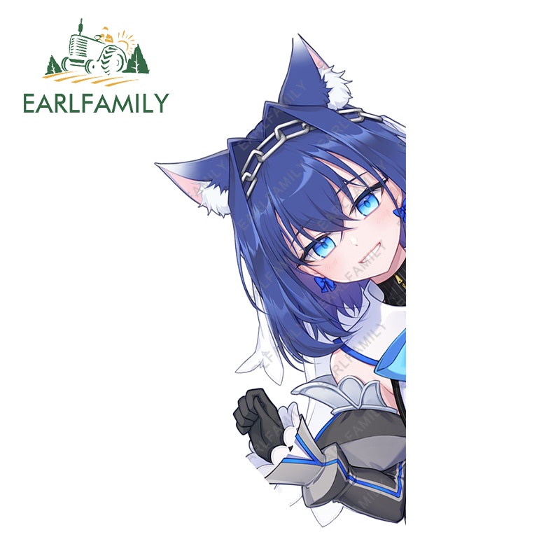 EARLFAMILY 13 ซม.x 6.6 ซม.สําหรับ Hololive Ouro Kronii Peeker อะนิเมะรถสติกเกอร์การ์ตูนกันน้ํารถอุปก