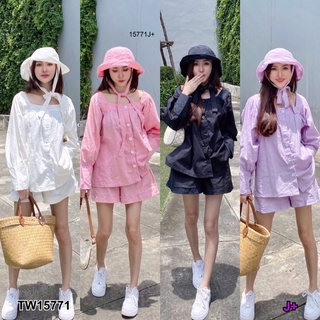 🎀🌴ชุดเที่ยว ไปทะเล Set 3 ชิ้น เสื้อแขนยาวกระดุมหน้าทรงคอเหลี่ยมทรงน่ารัก มาพร้อมกางเกงเอวยางยืด