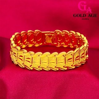 Ga เครื่องประดับแฟชั่น ชุบทอง 24k เกาหลี สร้อยข้อมือ ลูกไม้ นาฬิกาหัวเข็มขัด ชุบทอง สําหรับผู้ชาย