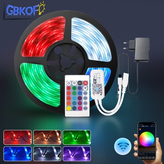 GBKOF RGB LED Strip Light 12V ริบบิ้นไฟ LED เทป 5050 2835 ยืดหยุ่น 5M 10M ไดโอดเทปพร้อมเพลง /Bluetooth / IR Controller