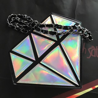 Diamond Shoulder &amp; Clutch Bag  กระเป๋าสะพาย + clutch ทรงเพชรสุดชิค