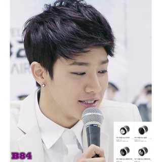 จิวหู สแตนเลส ประดับคริสตัล หน้าขนาด 9 mm ก้าน 1.2 mm ใส่แล้วเท่ห์มาก Lee Ki Kwang Beast Style Black Circle Piercing