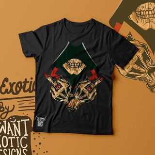 EXOTIC/เสื้อยืดสกรีนลาย-Crazy mad/เสื้อยืดสีดำและขาวคอกลม/แฟชั่นชายและหญิง/เสื้อวัยรุ่นแขนสั้น/สตรีทแฟชั่น/ลายแนวๆ