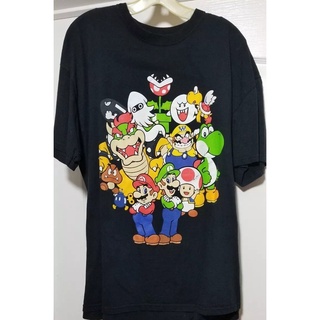 เสื้อยืดวินเทจเสื้อยืดผ้าฝ้าย พิมพ์ลาย Nintendo Super Brothers 2 สีดํา สําหรับผู้ชาย PDendb28ACcejm52S-5XL