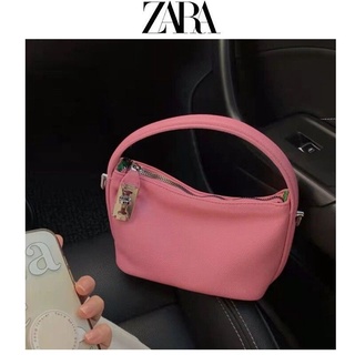 Zara กระเป๋าถือ กระเป๋าสะพายไหล่ ขนาดเล็ก ลายดอกซากุระ สีชมพู พร้อมสายสะพาย ระดับไฮเอนด์ สําหรับสตรี 2022