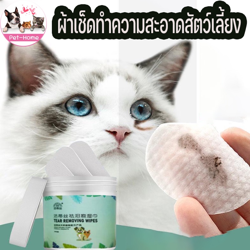 (พร้อมส่ง )แผ่นเช็ดตาแมว สุนัข ทิชชู่เปียก ผ้าเช็ดตาสัตว์เลี้ยง สูตรอ่อนโยน เช็ดคราบน้ำตาแมวและสุนัข บรรจุ100เเผ่น