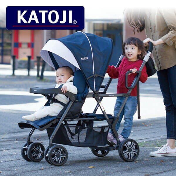 รถเข็นเด็กพี่น้อง​ Katoji Two-Person Stroller รถเข็นเด็กแบรนด์ดังของประเทศญี่ปุ่น  สภาพดี สีดำ