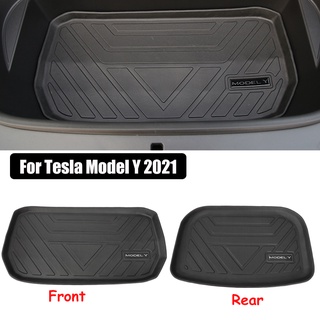 Tesla อุปกรณ์เสริมTE Car Front Storage Box ad Rear Trunk Mat For Tesla Model Y 2021 Waterroof  ad rotective Liner Trunk