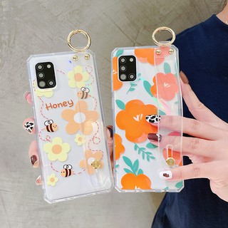 ดอกไม้สีเหลืองสวย สายรัดข้อมือ เคส Samsung Galaxy A10 A20 A30 A50 A70 S20 Plus S20Ultra S20Fe S21 Plus S21Ulta A51 A71 A12 A42 A52 A72 A82 A21S Note10lite Case ผลิตภัณฑ์ใหม่ โปร่งใส โป๊ยกั๊ก กันตก TPU อ่อนนุ่ม เคส