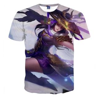 2020 Game Mobile Legends 3 D All Over เสื้อยืดลําลองสําหรับผู้ชายแขนสั้นพิมพ์ลาย Hero 13