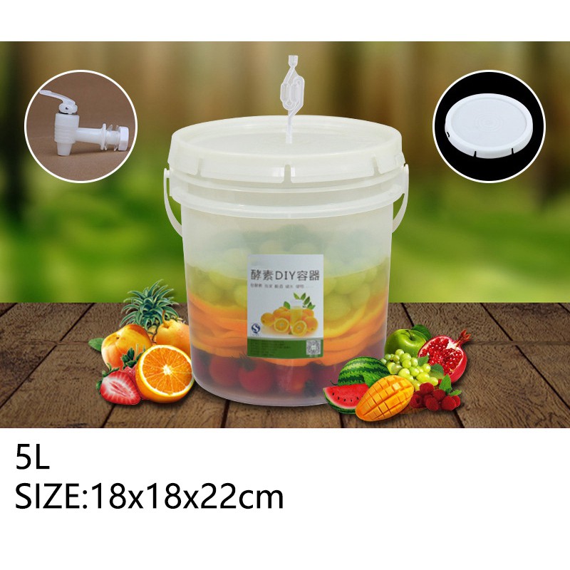 5L Plastic Bucket for Wine Fermentation Leakproof Container Beer