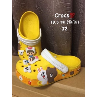 รองเท้าแตะสวม Crocs Line Friends (บราวนี่) แท้💯 มือสอง รองเท้าใส่เล่น ลุยนำ้ สีชมเหลือง