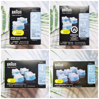 (Braun®) Clean &amp; Renew Refill Cartridges Lemon fresh 2, 3, 4, 6 Count ตลับรีฟิล น้ำยาทำความสะอาด