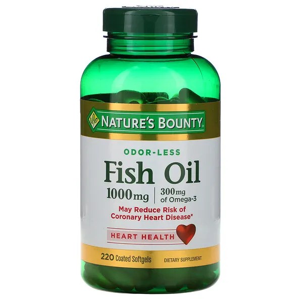 Nature's Bounty, Fish Oil, 1000,1200,1400 mg, 39,90,220 Coated Softgels น้ำมันปลา บำรุงสมองและหัวใจ