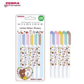 ZEBRA ปากกาเน้นข้อความ 2 หัว Mildliner X LINE FRIENDS เวอร์ชั้น 2 - Limited Edition