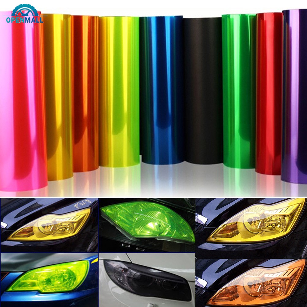 OM 30*60 ซม.ร้อนไฟหน้ารถสติกเกอร์ Tint ฟิล์มไฟท้ายไวนิลหมอก Light Wrap