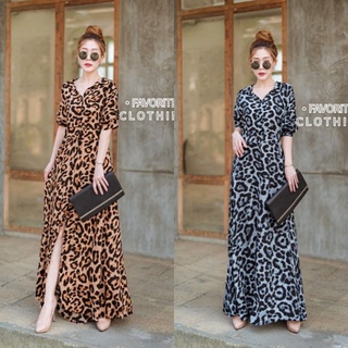 Address เดรสเชิ๊ตแขนยาวลายเสือ งานกระดุมหน้า ทรง Oversize T-Shirtnista