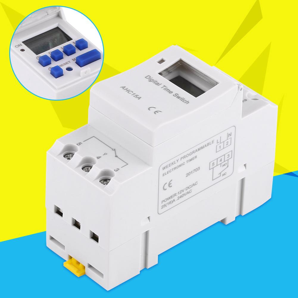 12-220V LCD Weekly Programmable Electronic Relay Time Switch 16 on/off ...