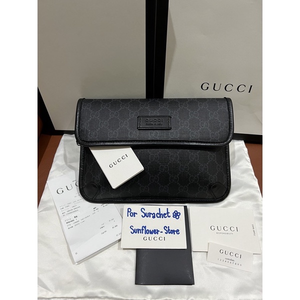 Gucci supreme belt bag สีดำ