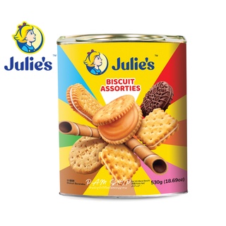 Julies Biscuit Assorties  จูลี่ 530g บิสกิต รวมรส ขนา ด530 กรัม (ถังพลาสติก) รุ่นใหม่