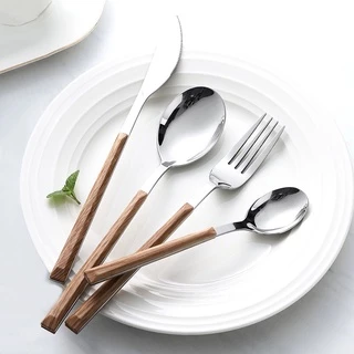 [พร้อมส่ง]🍴ช้อน ส้อม มีด ตะเกียบ ลายไม้ สวยดูดี มินิมอลสุดๆ