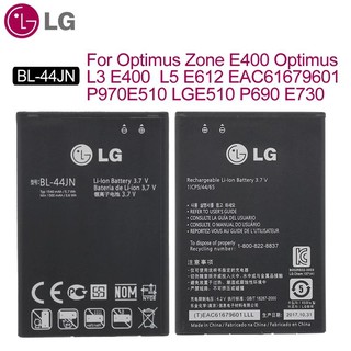 LG Original BL-44JN แบตเตอรี่สำหรับ Optimus Zone E400 Optimus L3 E400 L5 E612 EAC61679601 P970 E510 LGE510 E730 1500mAh