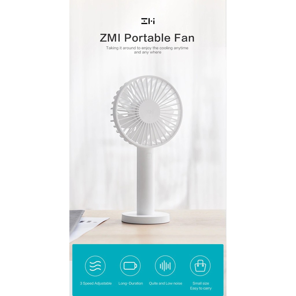 [แจ้งสีทักแชท] พัดลมพกพา พัดลมมือถือ  Xiaomi Zmi Portable Handheld Fan - พัดลมมือถือแบบพกพา Zmi พัดลมมินิ