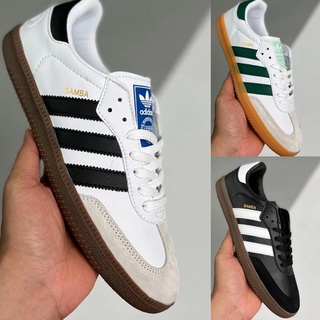 แท้ Adidas มาใหม่ Adidas Samba OG รองเท้าผ้าใบแฟชั่นคลาสสิก รองเท้ากลางแจ้งที่สะดวกสบาย ขาว