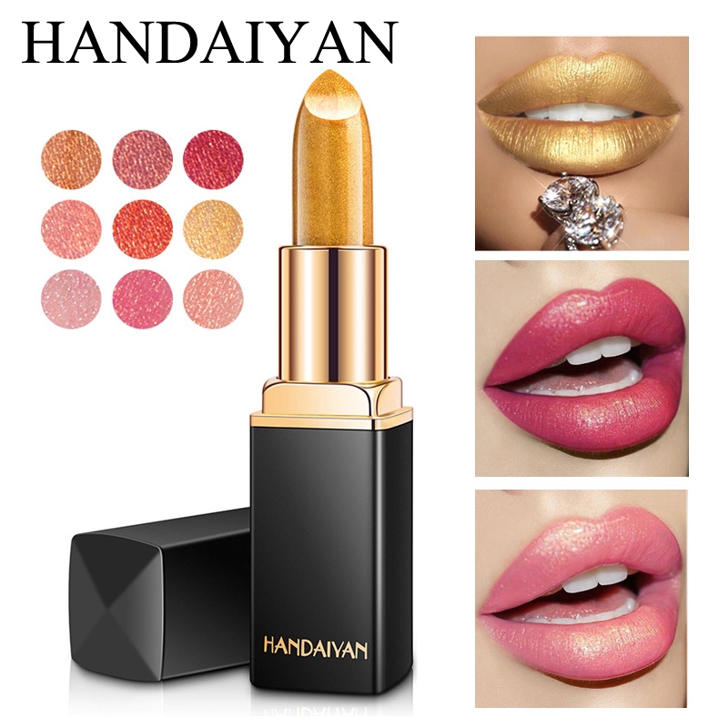 handaiyan ลิปสติก กันน้ำ ติดทนนาน สีนู้ดและสีแดง