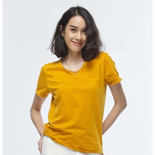 OUKY เสื้อยืด cotton100% เนื้อผ้าคอตตอน สีฟอก Honey Color