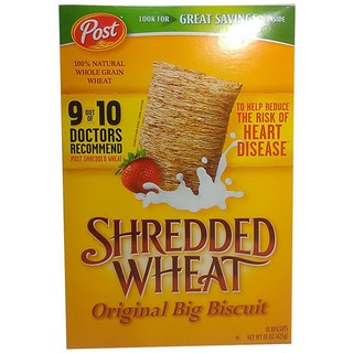 โพสต์ข้าวสาลีอบแห้งซีเรียลสูตรต้นตำรับ 425 กรัม/Post Shredded Wheat Original Cereal 425g