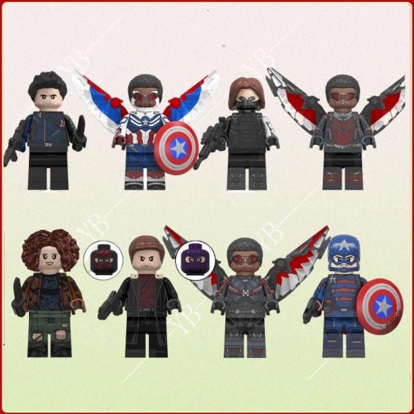 ของเล่นประกอบการศึกษา Falcon และ Winter Soldier Series Building Blocks Lego Marvel minifigures friends