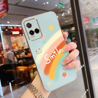 Zymello เคส Vivo Y21 V23 Y33S Y21S เคสโทรศัพท์ซิลิโคน 6D ชุบโลหะแฟชั่น รุ้ง