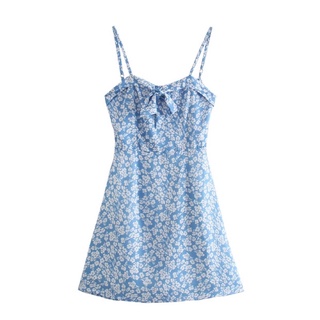 [𝗣𝗥𝗘-𝗢𝗥𝗗𝗘𝗥]🫐 Blueberry short dress เดรสกระโปรงสั้นลายดอกไม้มีซับ