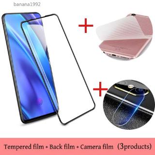 3 In 1 Vivo V17 Pro  15 Pro V19 Y91 Y93 Y95 y97  Full Screen Tempered Glass Film +Camera lens film+Carbon Fiber Back Film